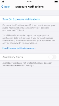 Press Turn On Exposure Notifications.