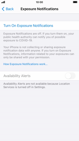 Press Turn On Exposure Notifications.