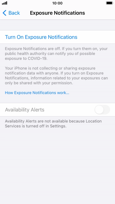 Press Turn On Exposure Notifications.