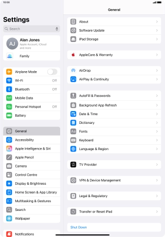 Press Transfer or Reset iPad.
