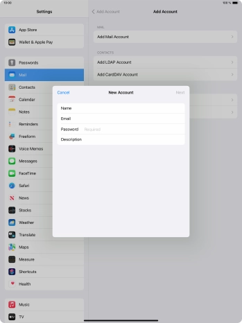 Press Password and key in the password for your email account.
