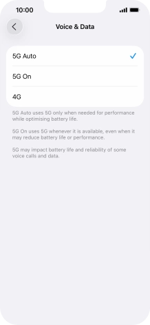 To turn on automatic switch between 5G and 4G, press 5G Auto.