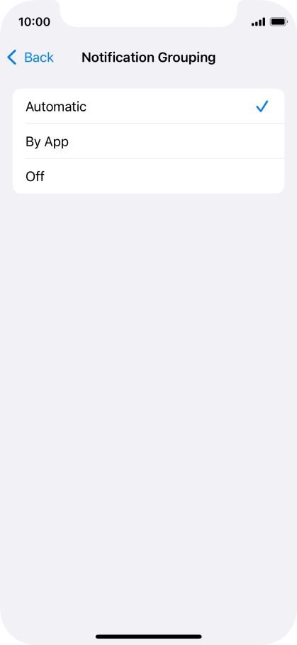 Press the required setting.