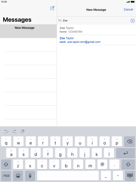 Press the required contact.