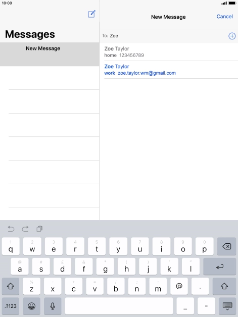 Press the required contact.