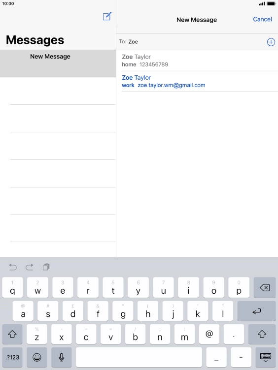 Press the required contact.
