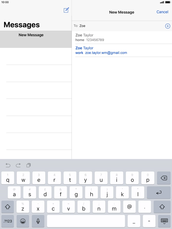 Press the required contact.