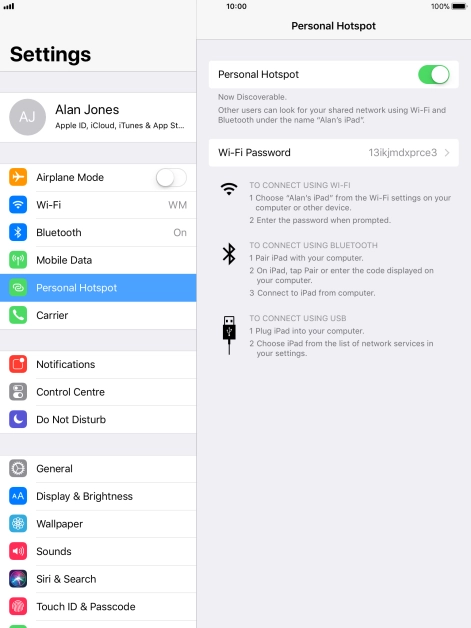 Press Wi-Fi Password and key in the required password.