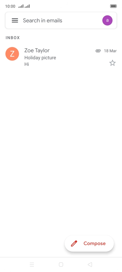 Press the email account icon.