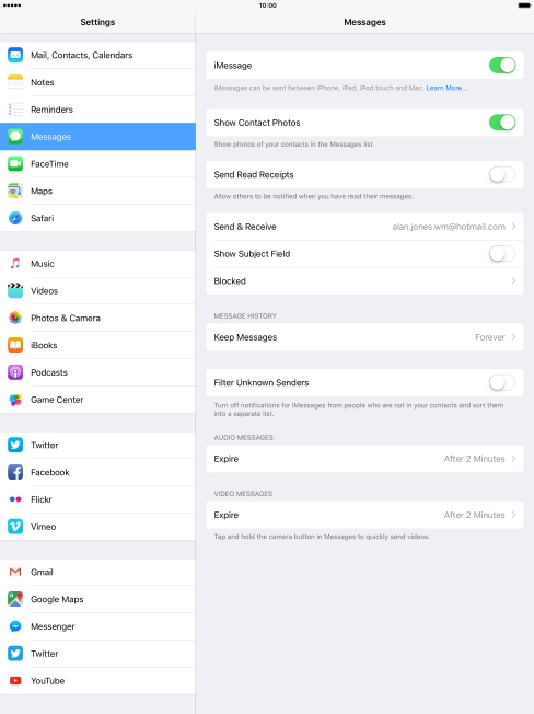 Press the indicator next to 