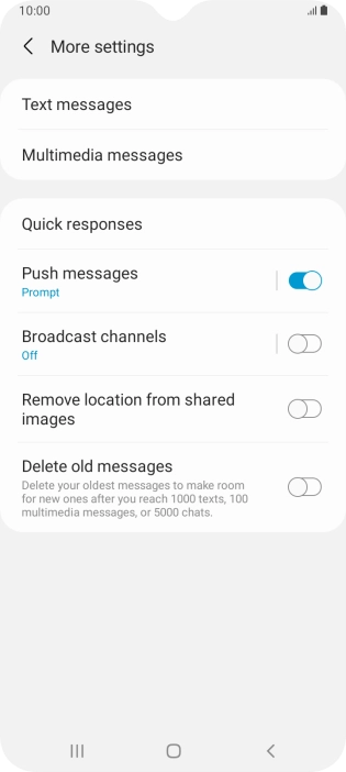 Press Text messages.