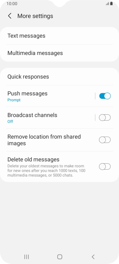 Press Text messages.