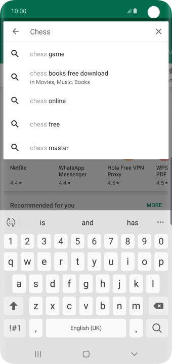 Key in the name or subject of the required app and press the search icon.