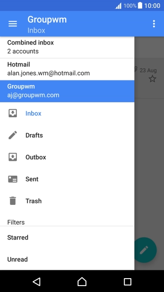 Press the required email account.