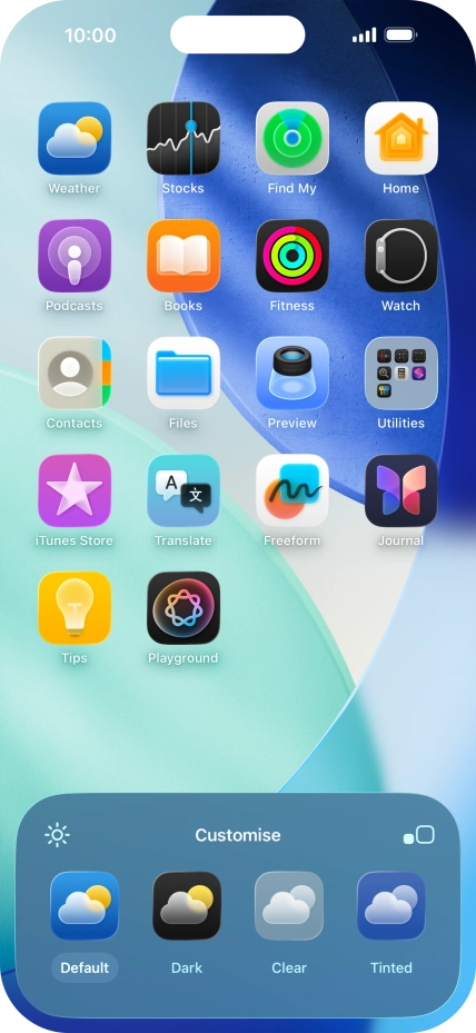 Press the required setting to select the size of app icons on the home screen.