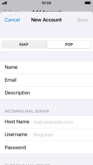 Press Host Name and key in the name of your email provider's incoming server.
