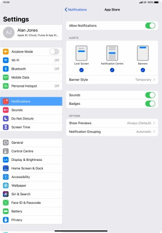 Press the indicator next to 