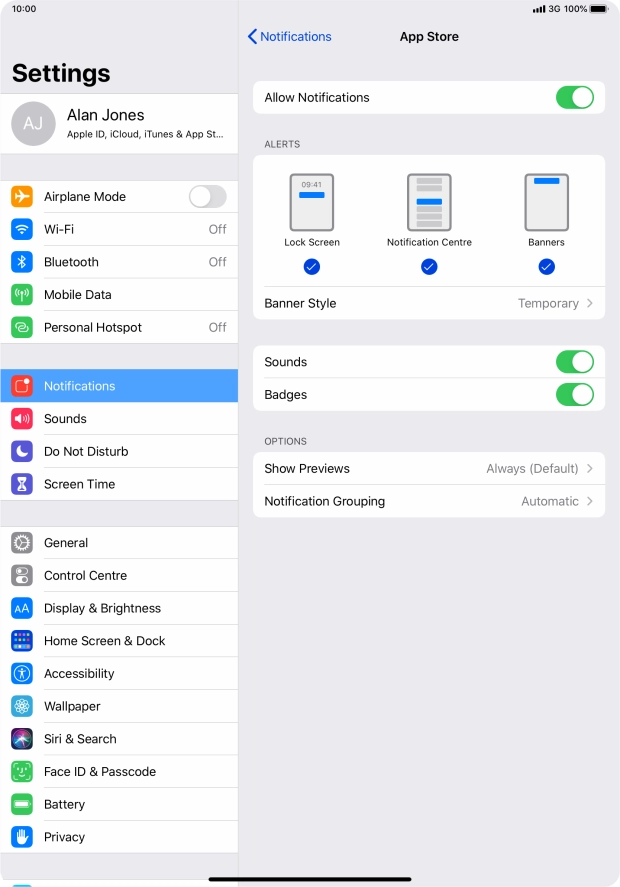 Press the indicator next to 