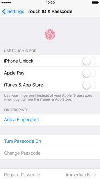 Press Turn Passcode On and key in a phone lock code of your own choice twice.