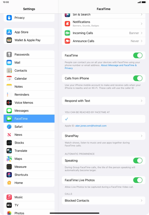 Press Blocked Contacts.