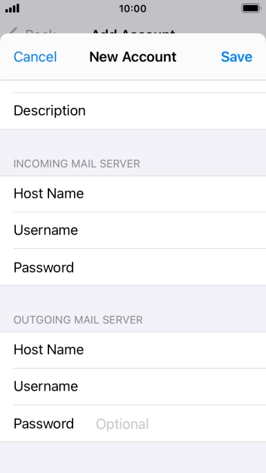 Press Password and key in the password for your email account. Please note that if you're using Vodafone's outgoing server, leave the password field empty.