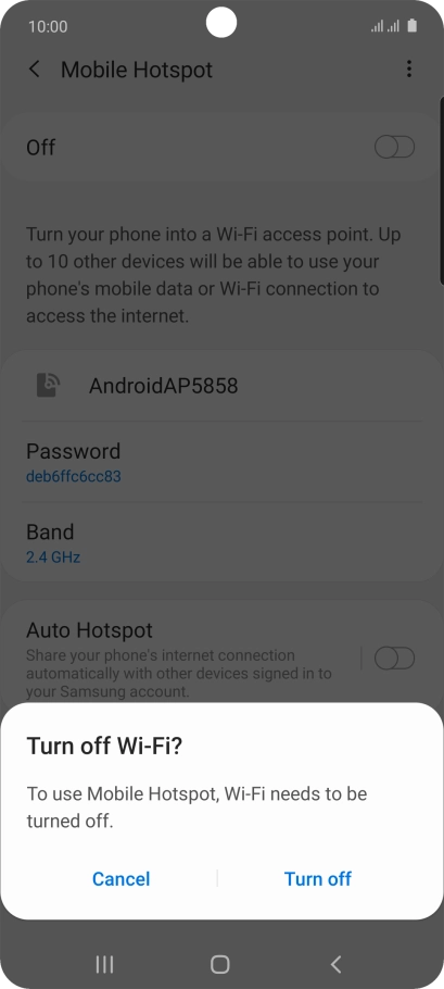 If Wi-Fi is turned on, press Turn off.