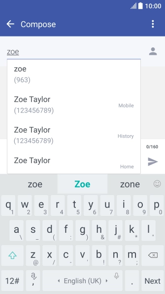 Press the required contact.
