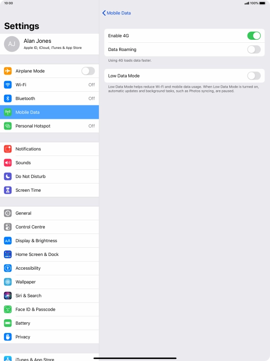 Press the indicator next to 