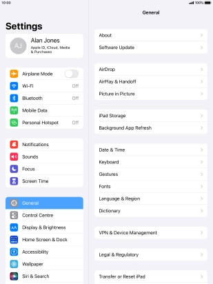 Press Transfer or Reset iPad.