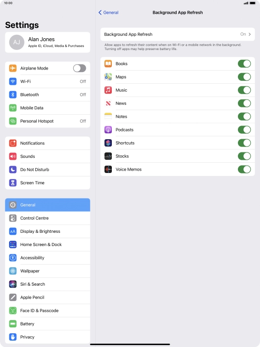 Press Background App Refresh.