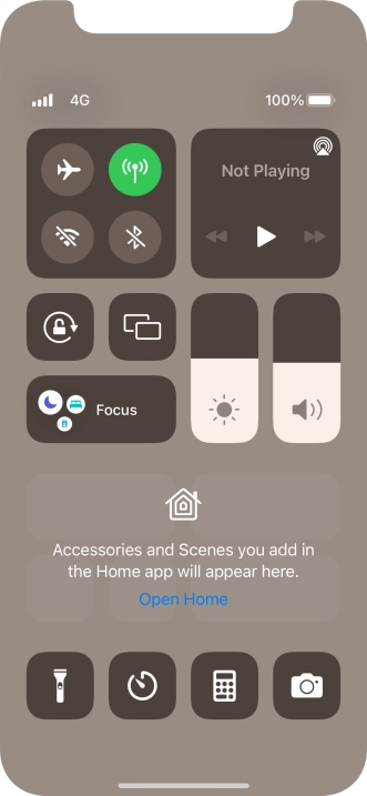 Press the flight mode icon to turn the function on or off.