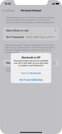 If Wi-Fi is turned on, press Wi-Fi and USB Only.