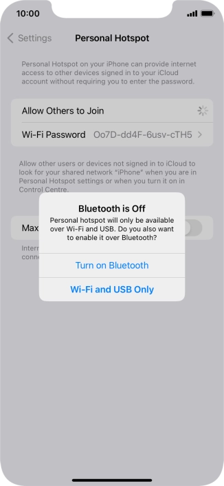 If Wi-Fi is turned on, press Wi-Fi and USB Only.