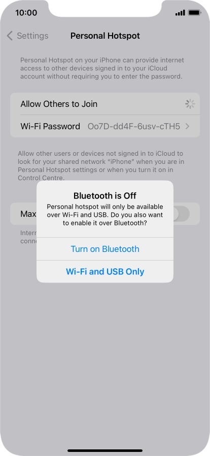 If Wi-Fi is turned on, press Wi-Fi and USB Only.