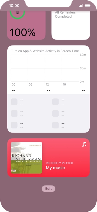 Press and hold the required widget until a pop-up menu is displayed.
