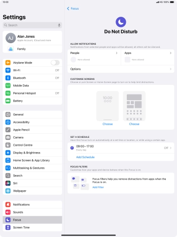 Press People and follow the instructions on the screen to select which contacts you would like to receive calls and notifications from when Do Not Disturb is turned on.