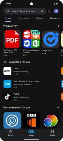 Press the search field.