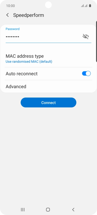 Key in the password for the Wi-Fi network and press Connect.