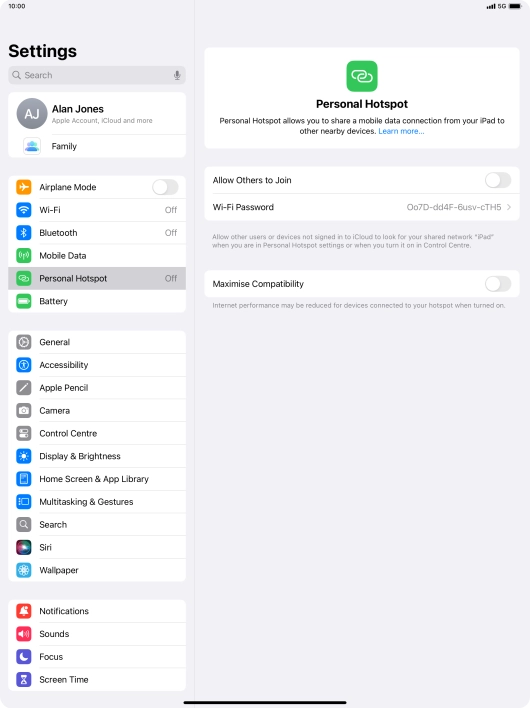 Press Wi-Fi Password and key in the required password.