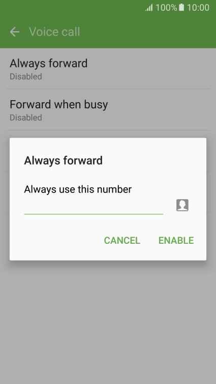 Key in +61414121121 and press ENABLE.