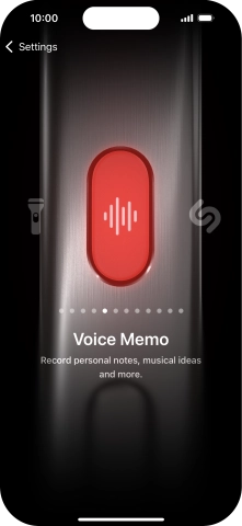 Slide your finger right or left on the screen to select the required function.