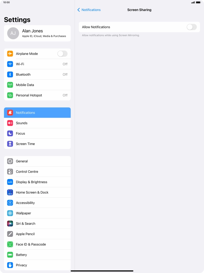 Press the indicator next to 