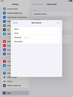 Press Password and key in the password for your email account.