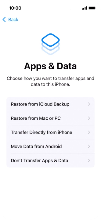You can transfer content from an Android phone when your phone is activated for the first time and after a factory reset. When this screen is displayed, your phone is ready to transfer content from an Android phone.