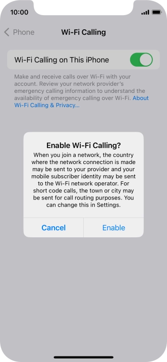 If you turn on the function, press Enable.