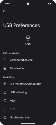 Press File transfer/Android Auto.