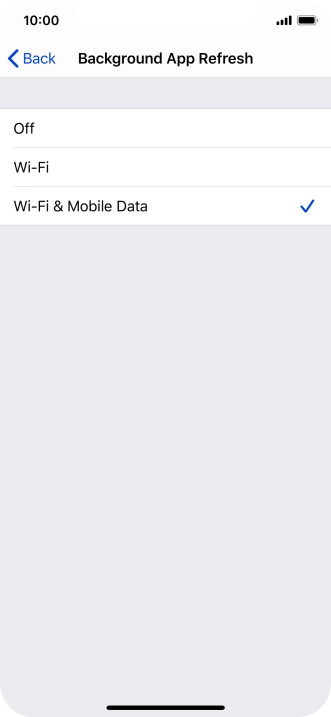 To turn off background refresh of apps, press Off.