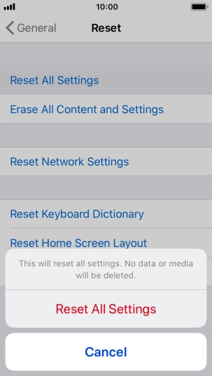 Press Reset All Settings.