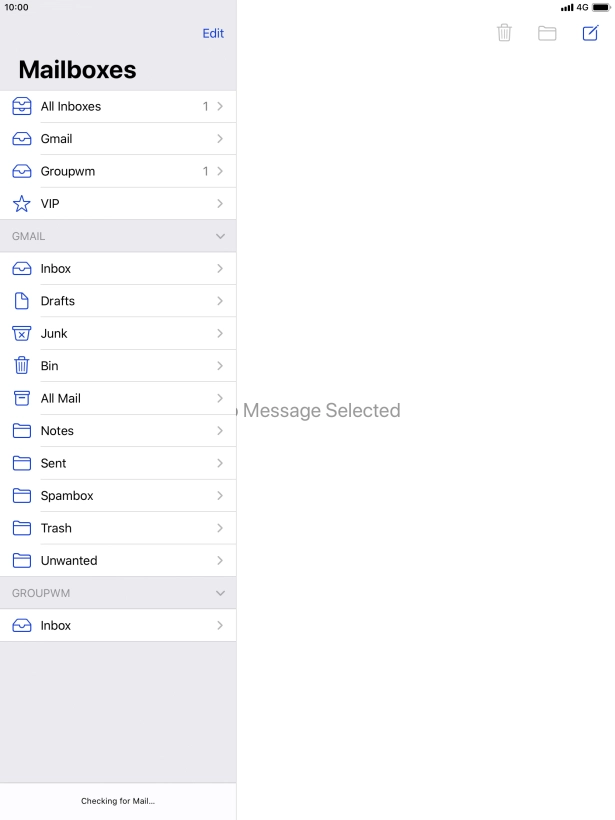 Press the required email account.