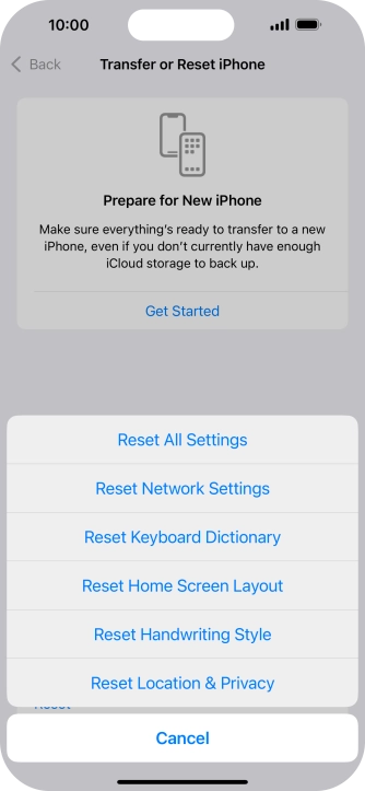 Press Reset Network Settings.